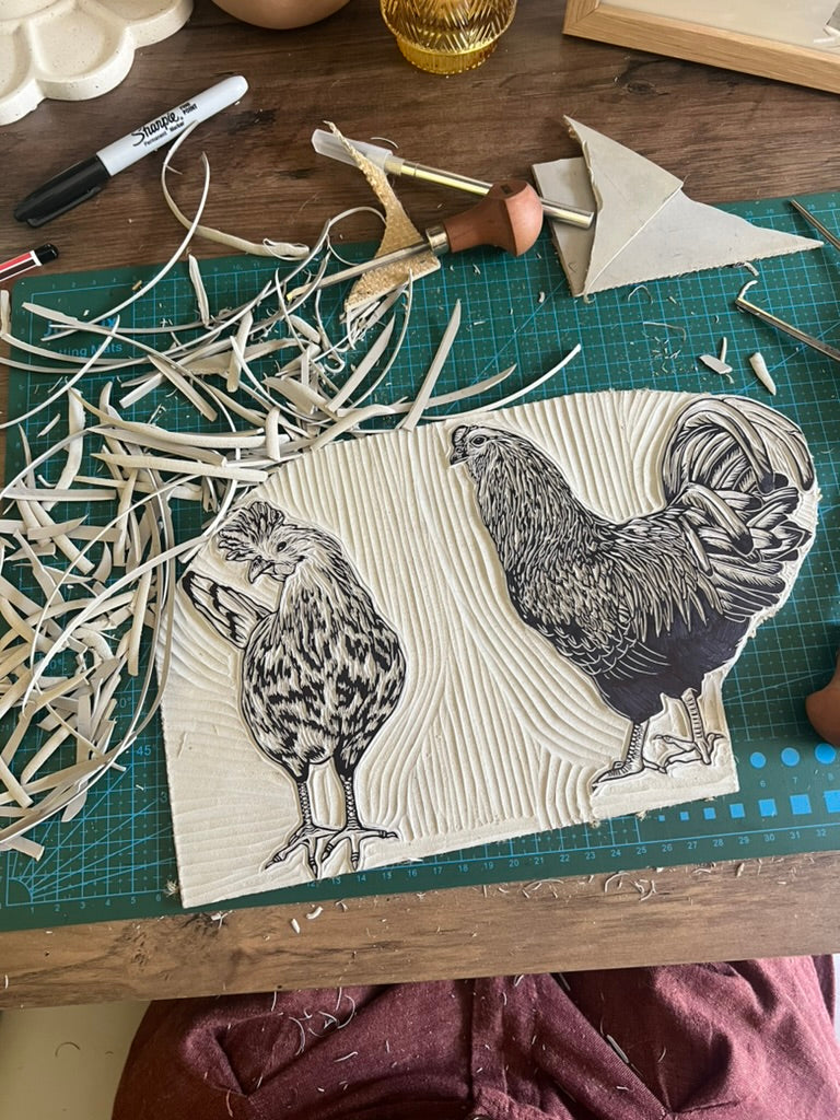Hen Original Lino Print