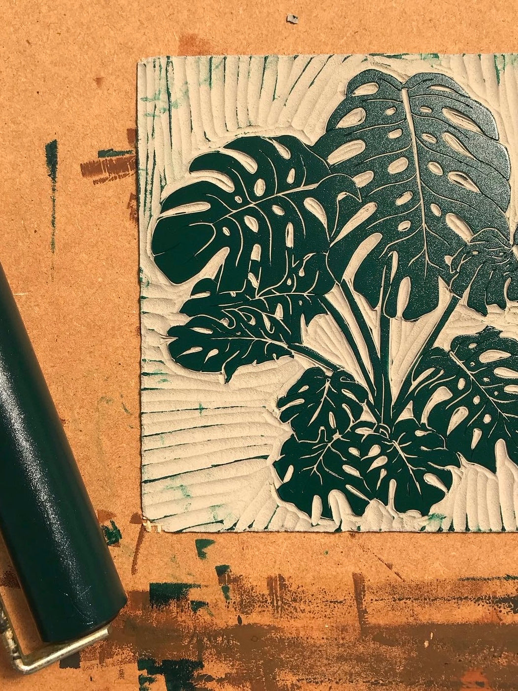 Monstera Deliciosa Original Lino Print