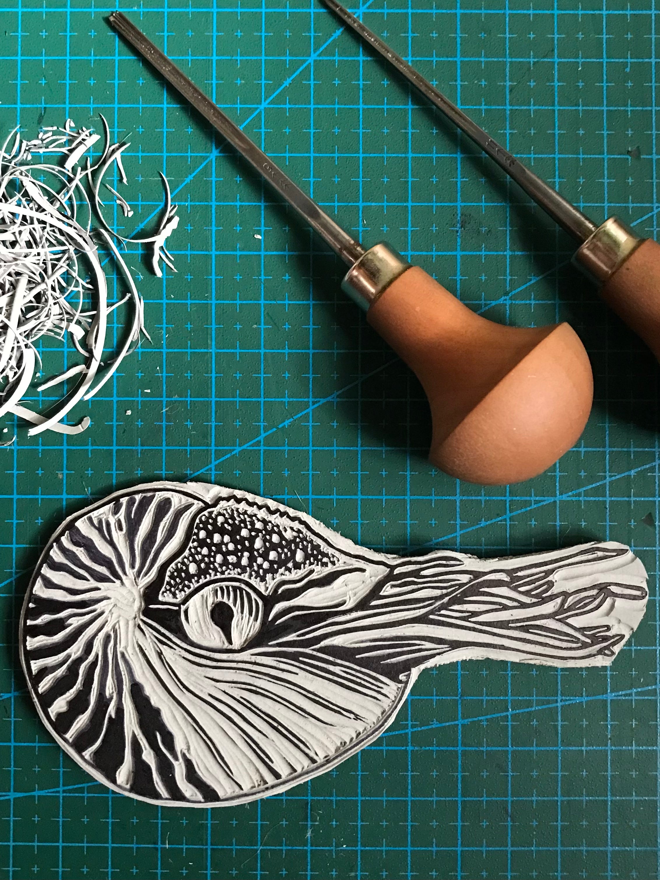 Nautilus Original Lino Print