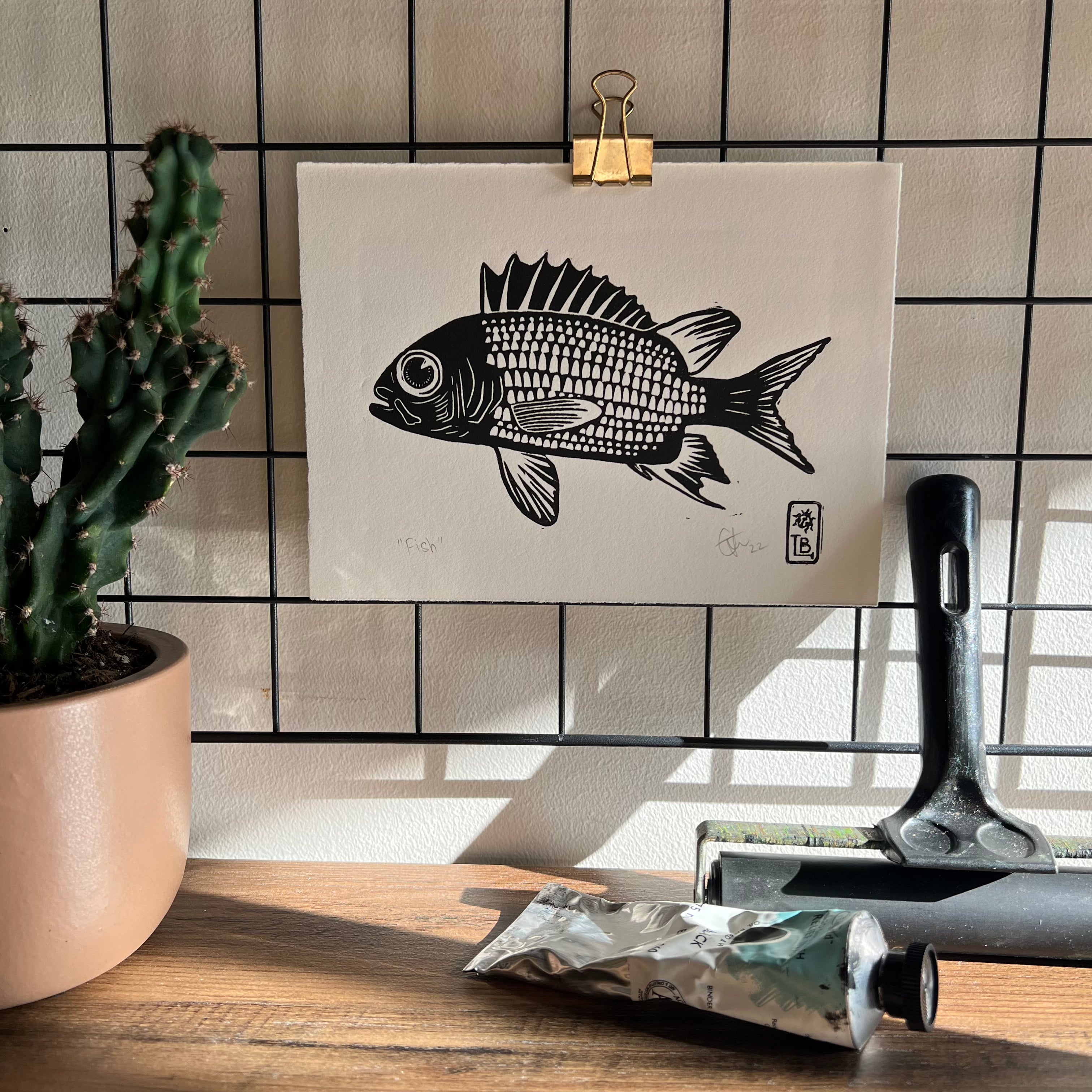 Fish Original Lino Print