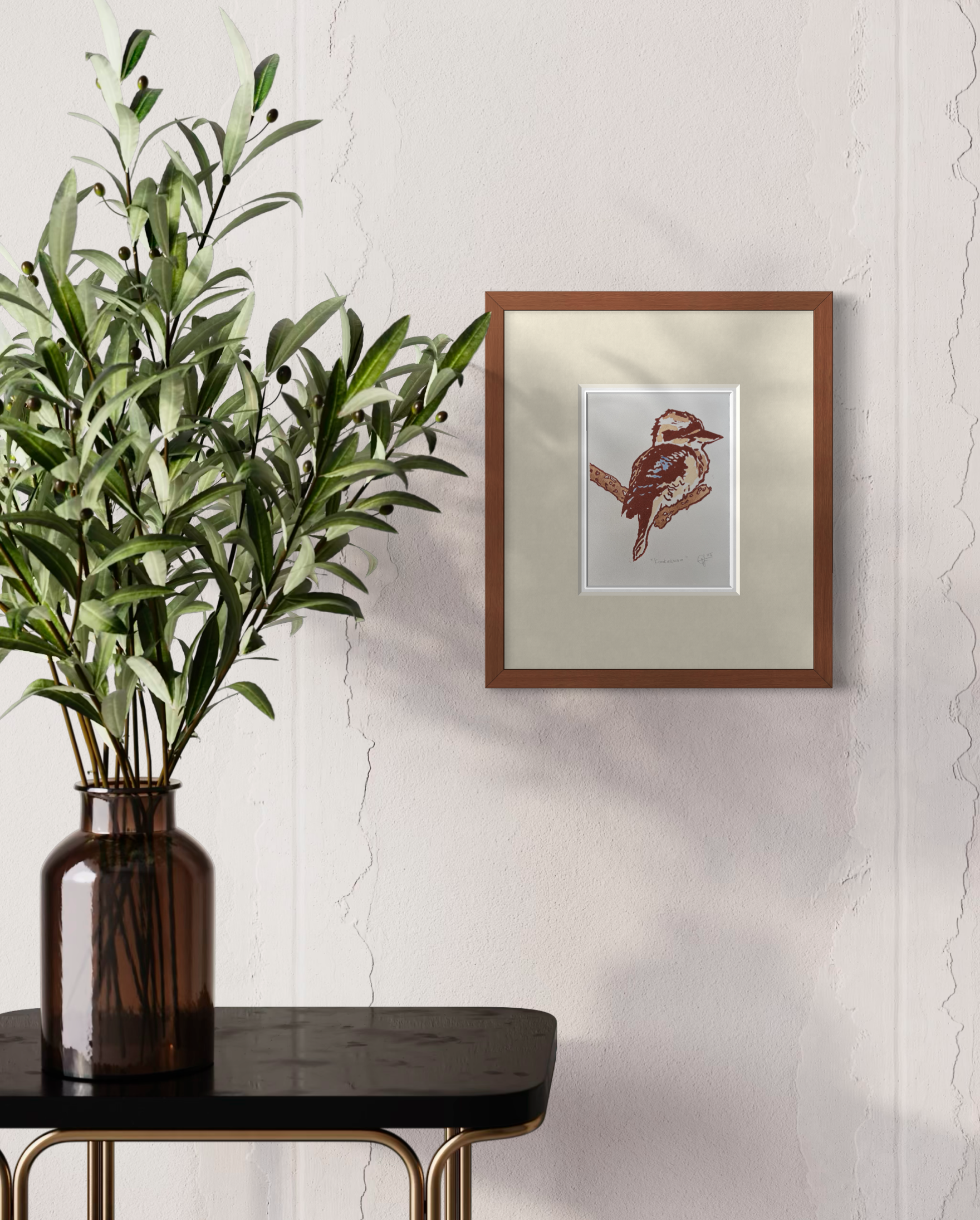 Kookaburra Original Watercolour & Linocut Print