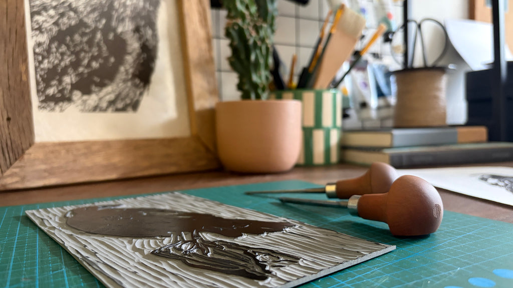Majestic Magpie Original Lino Print