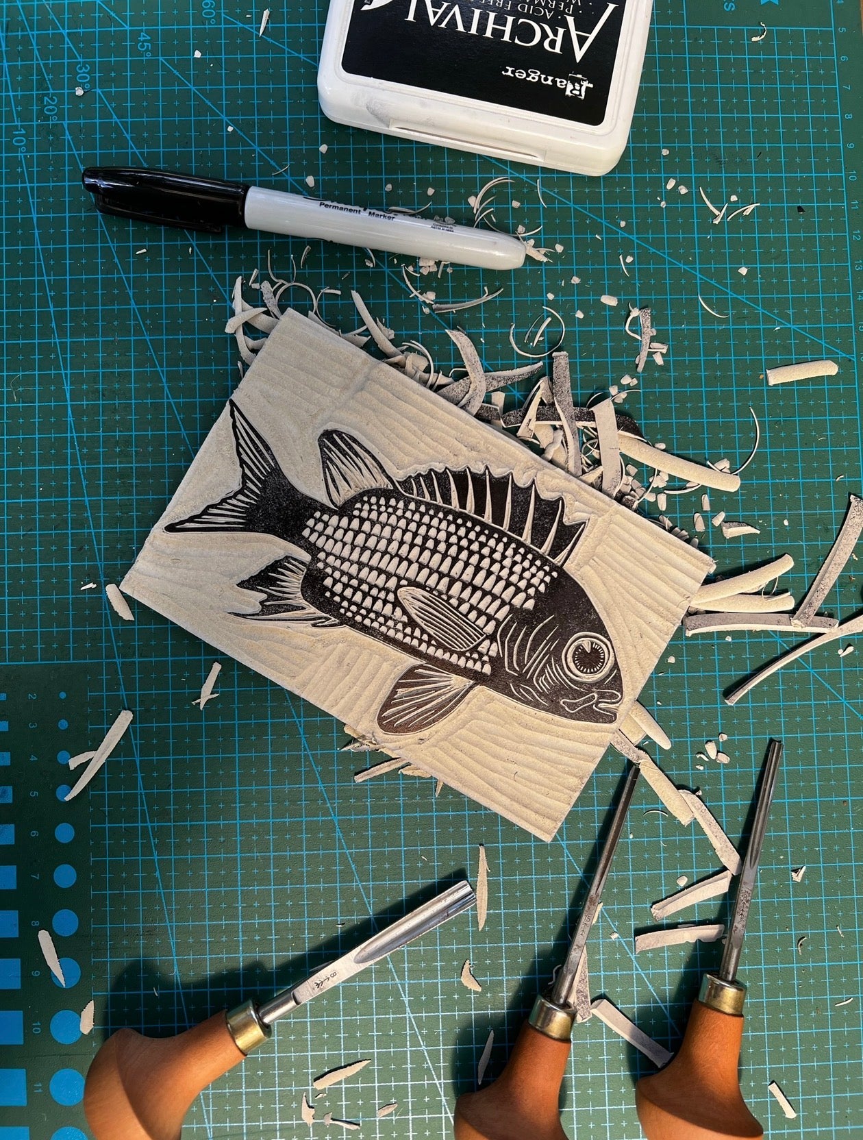 Fish Original Lino Print