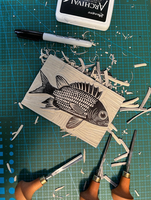 Fish Original Lino Print