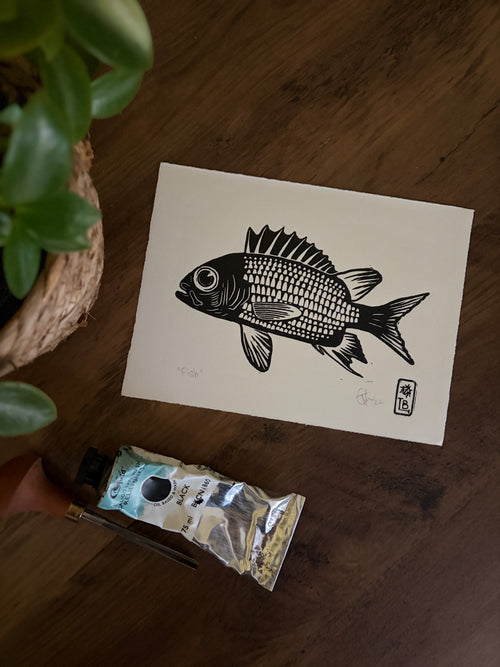 Fish Original Lino Print