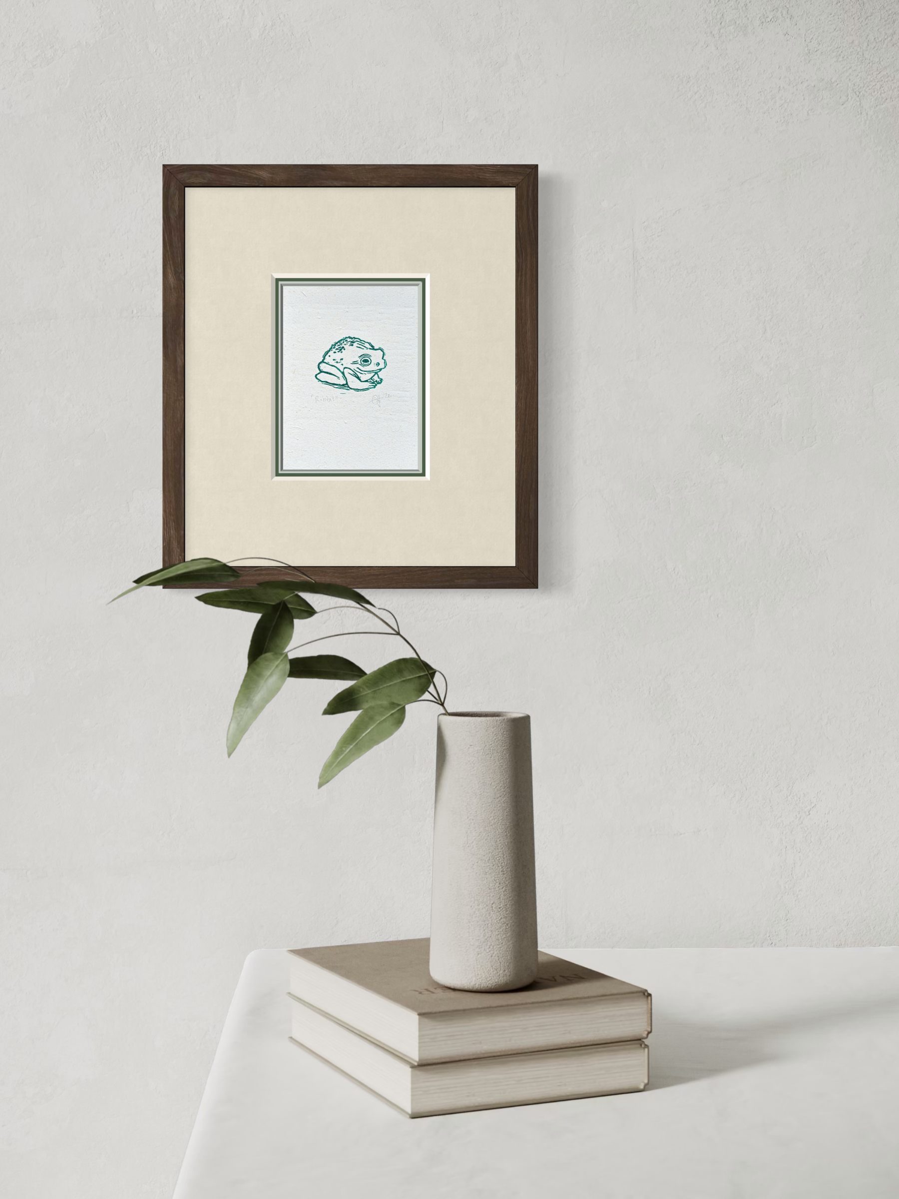 Ribbit Frog Original Lino Print
