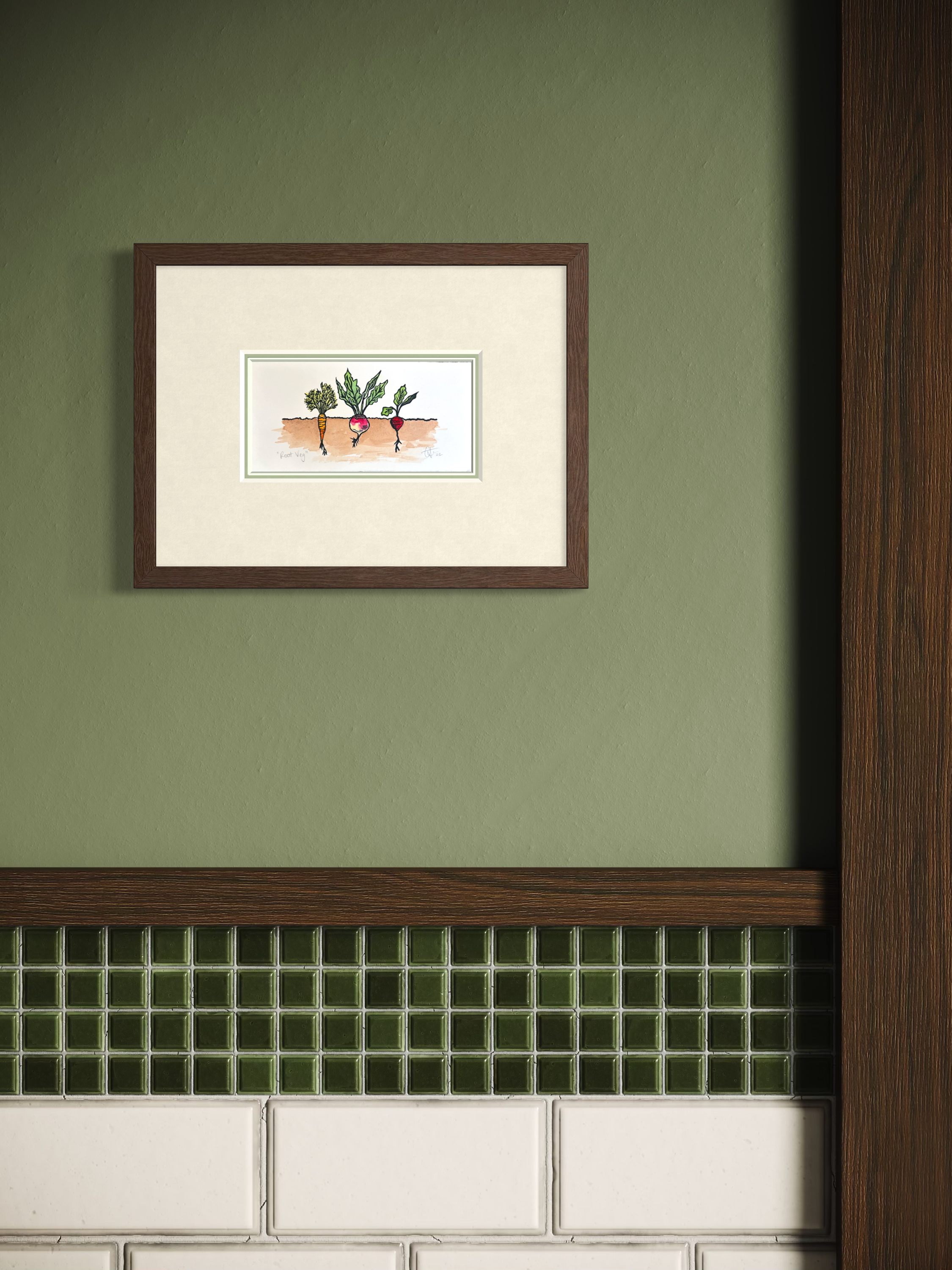 Root Veg Original Watercolour & Lino Print