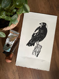 Majestic Magpie Original Lino Print