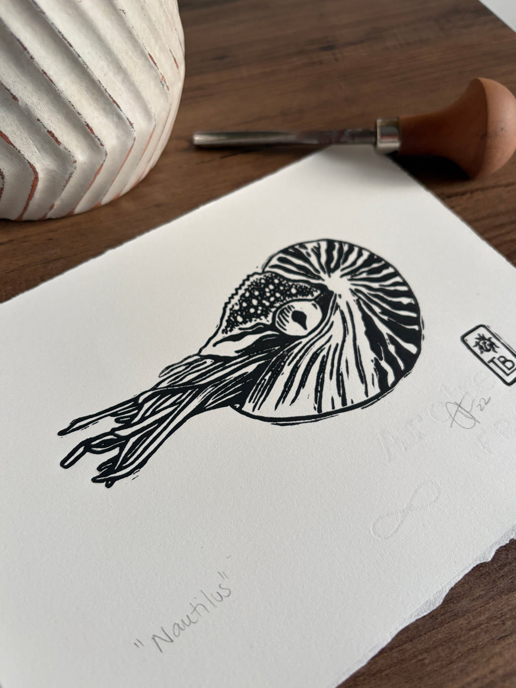 Nautilus Original Lino Print
