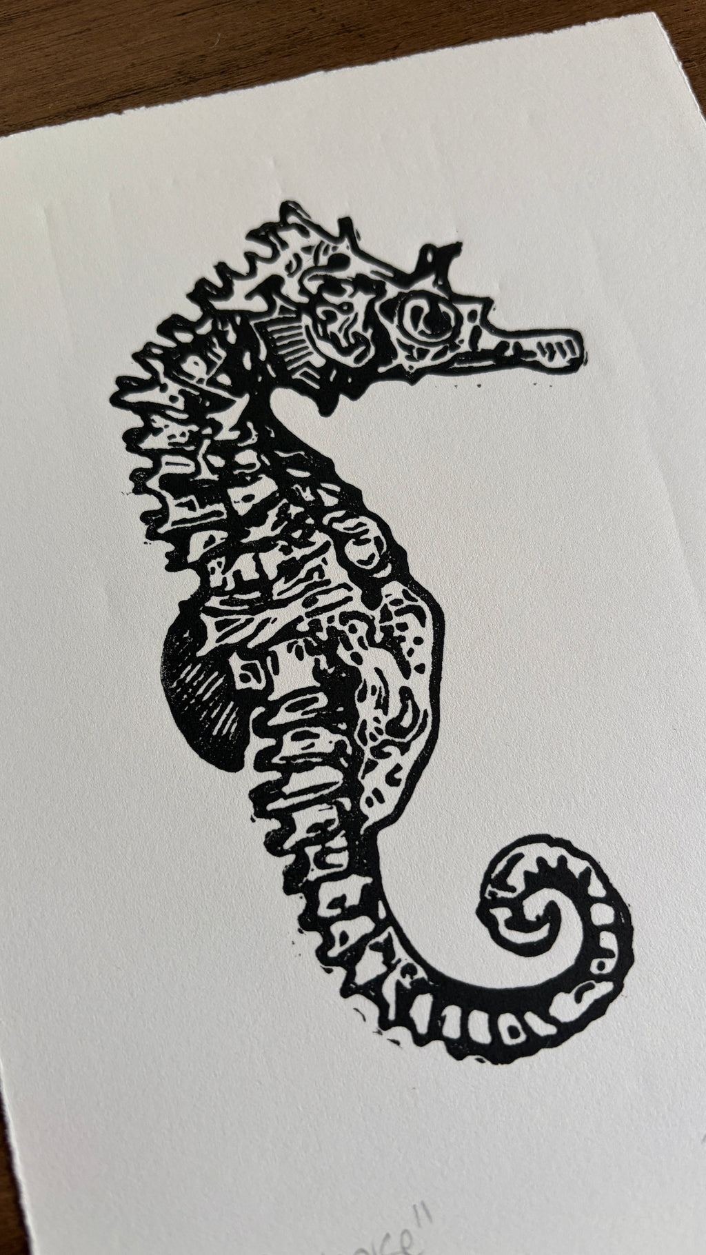 Seahorse Original Lino Print