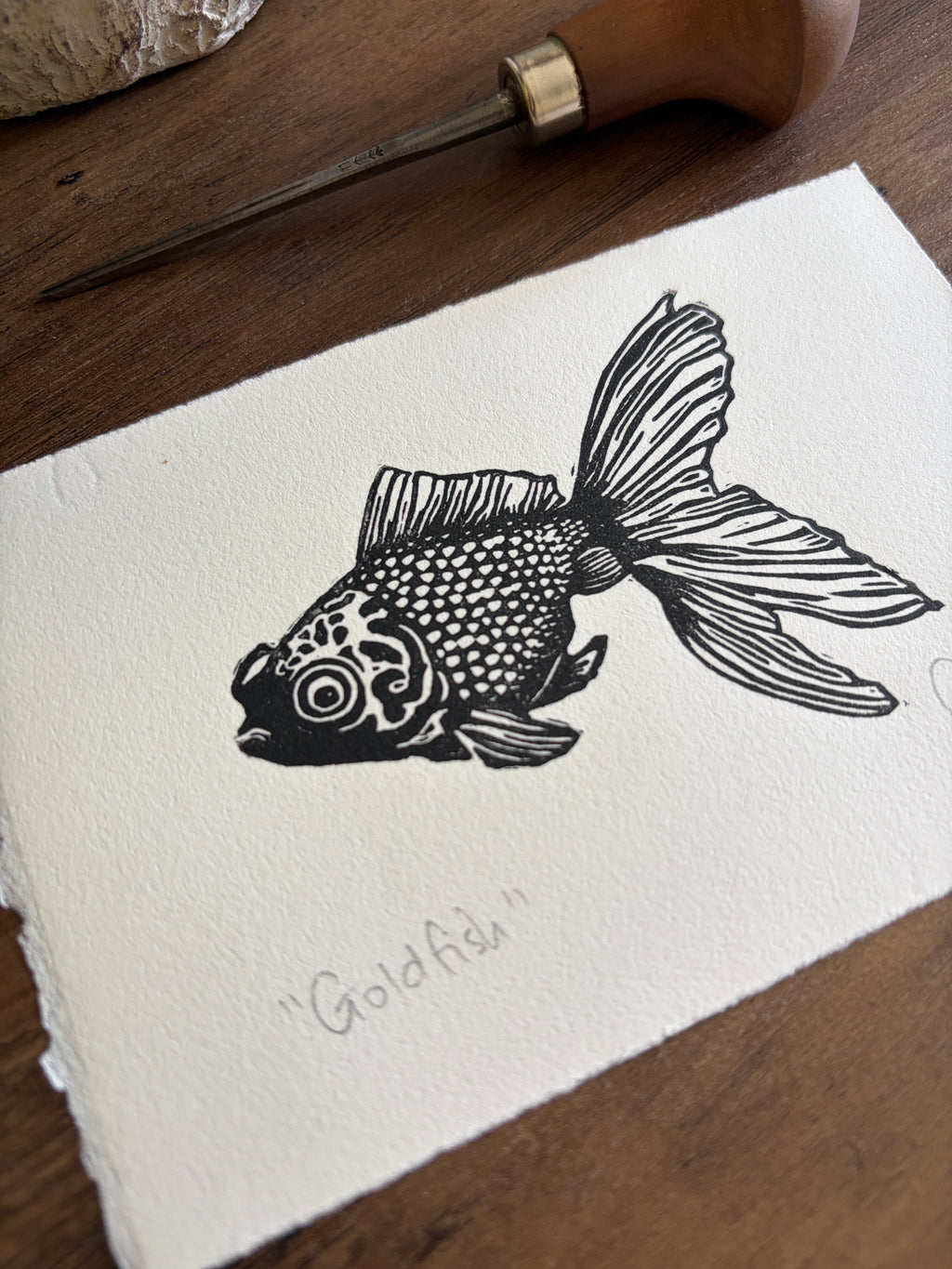 Goldfish Original Lino Mini Print