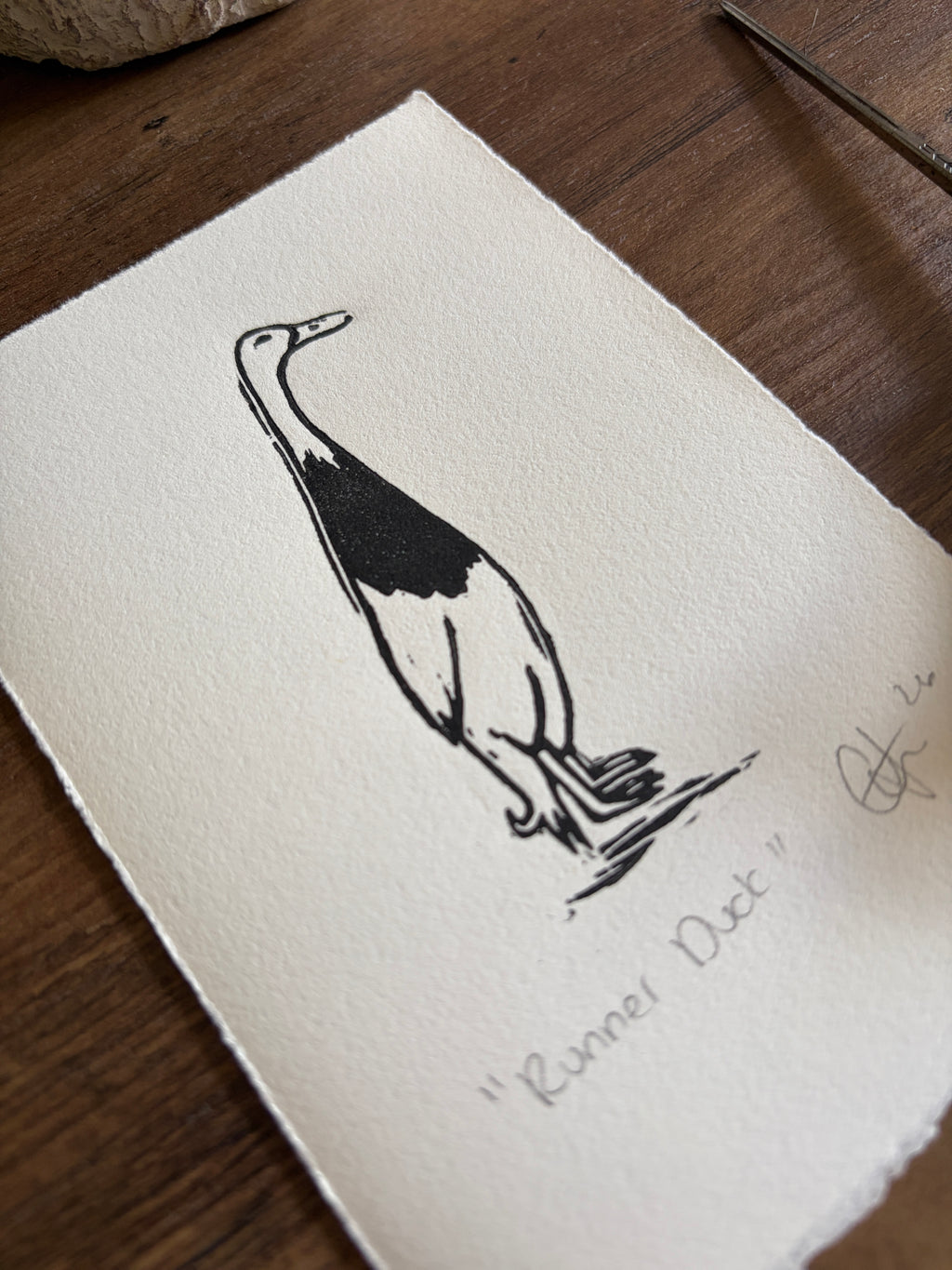 Runner Duck Lino Mini Print