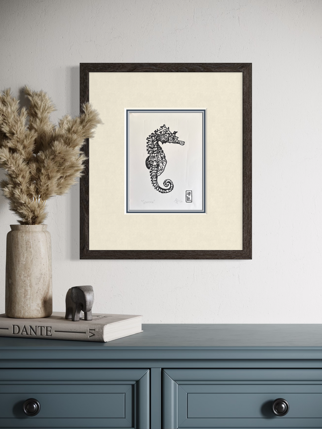 Seahorse Original Lino Print