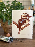 Kookaburra Original Watercolour & Linocut Print
